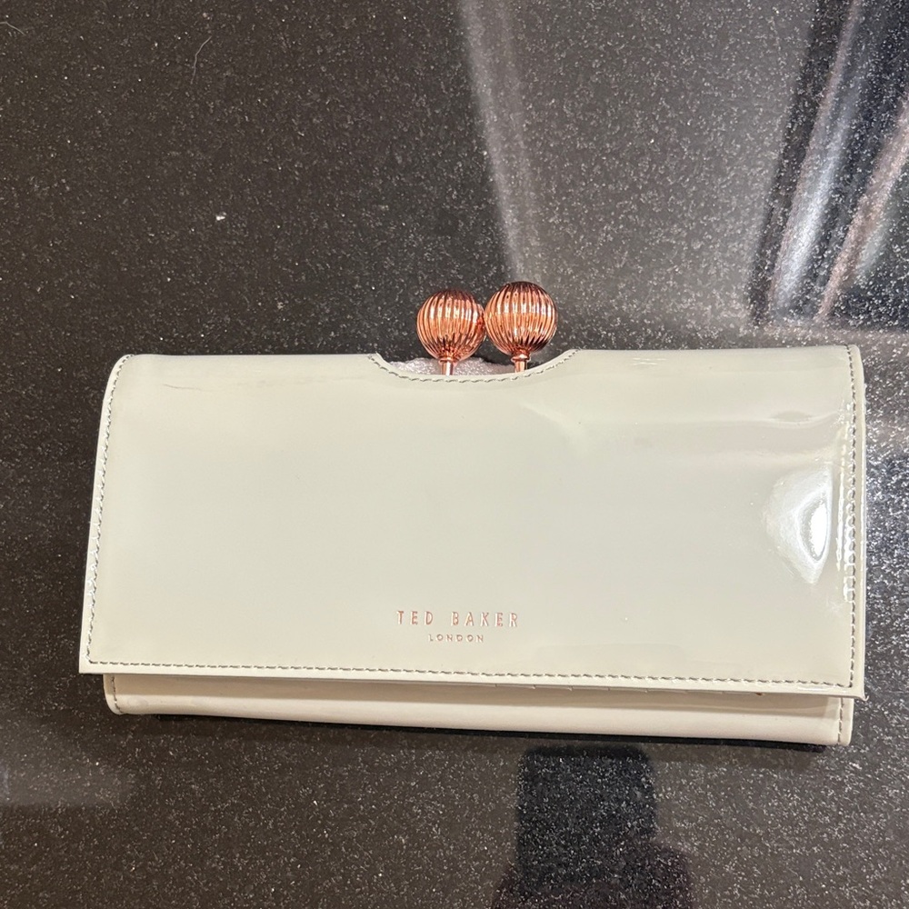 Ted Baker Glossy Cream Clutch